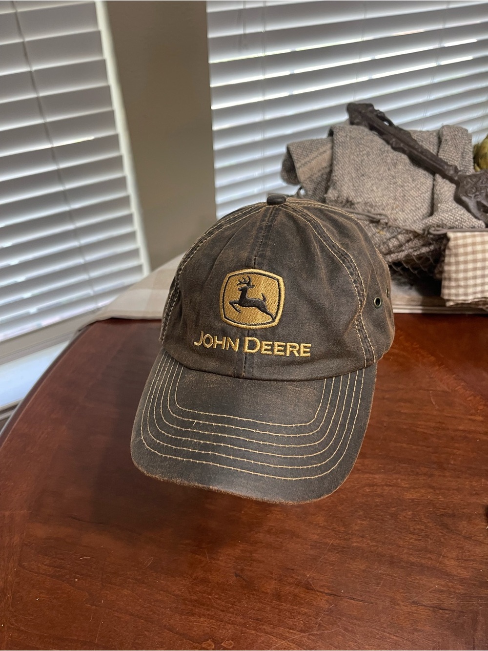 John Deere - Baseball Cap leather look  Distressed